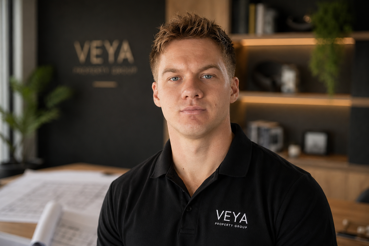 Mitchell Brown, founder of Veya, in the Veya office